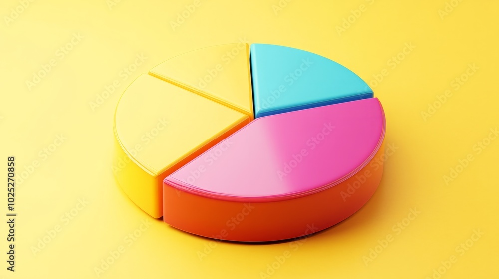 Obraz premium 3D pie chart on a solid yellow background generative ai
