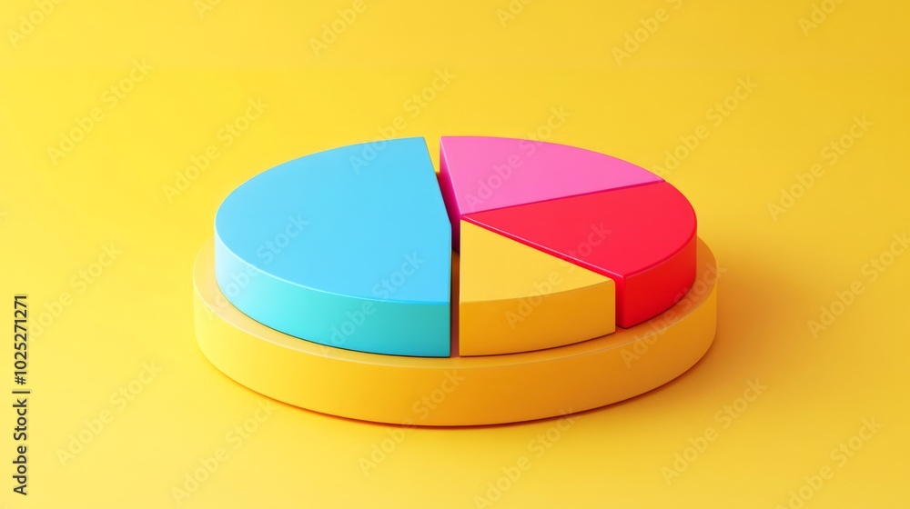Obraz premium 3D pie chart on a solid yellow background generative ai