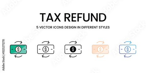 Tax Refund vector icons set ready to use stock illustration