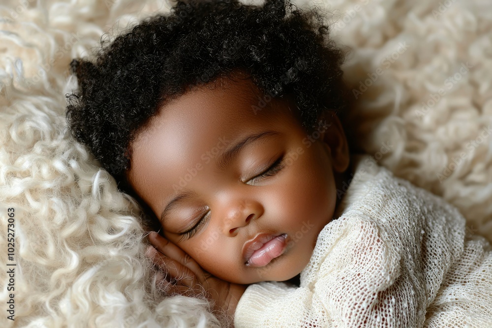 A Sleeping Infant with Curly Hair and Closed Eyes A Sleeping Infant with Curly Hair and Closed Eyes