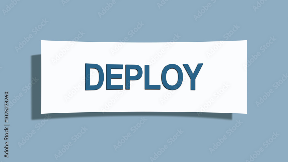 deploy. A card isolated on blue background. deploy. A card isolated on blue background.