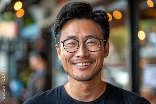 Smiling Asian Man Wearing Glasses