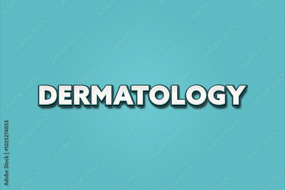 Dermatology. A Illustration with white text isolated on light green background. Dermatology. A Illustration with white text isolated on light green background.