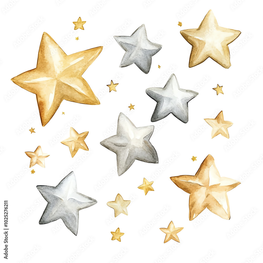 Obraz premium Colorful stars in various sizes on a transparent background. transparent background