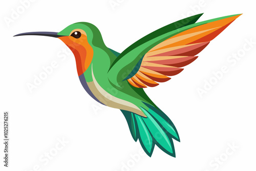 Hummingbirds with a tree branch silhouette realistic high-resolution smooth vector illustration design on a white background