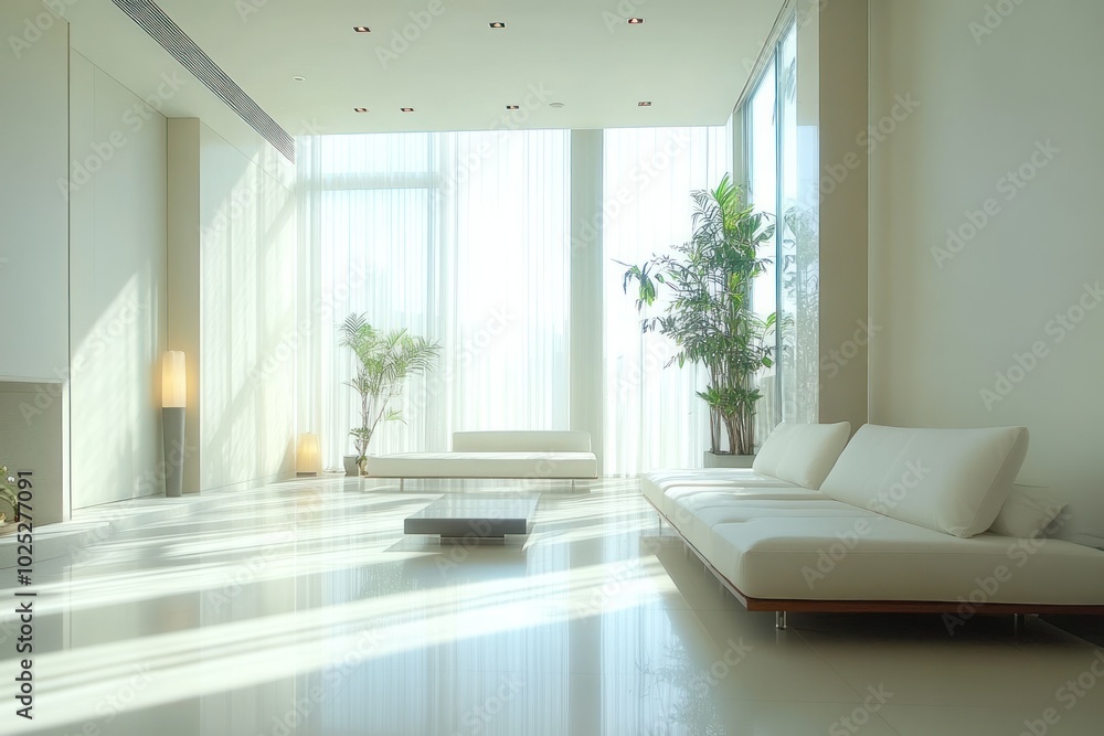 Fototapeta premium Modern Minimalist Living Room with Natural Light