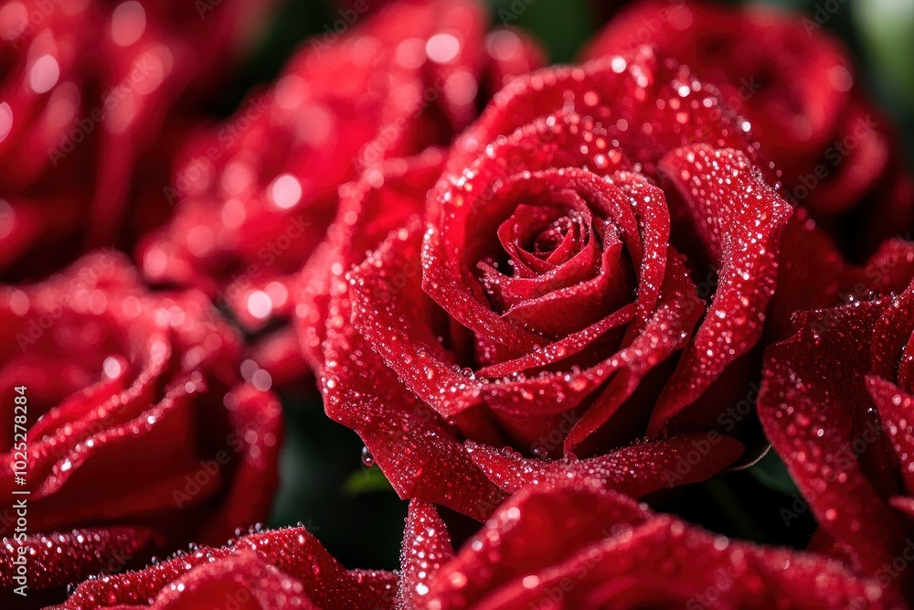 Red Roses with Dew Drop Accents for Floral Beauty Red Roses with Dew Drop Accents for Floral Beauty