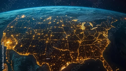 united states of america map at night Generative AI