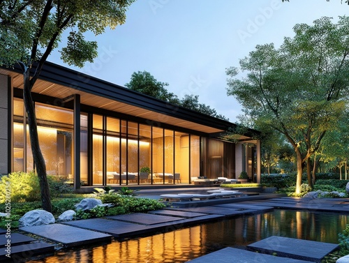 ultra realistic photo a wellness retreat with some asian high net worth participants in the photo, dark mode