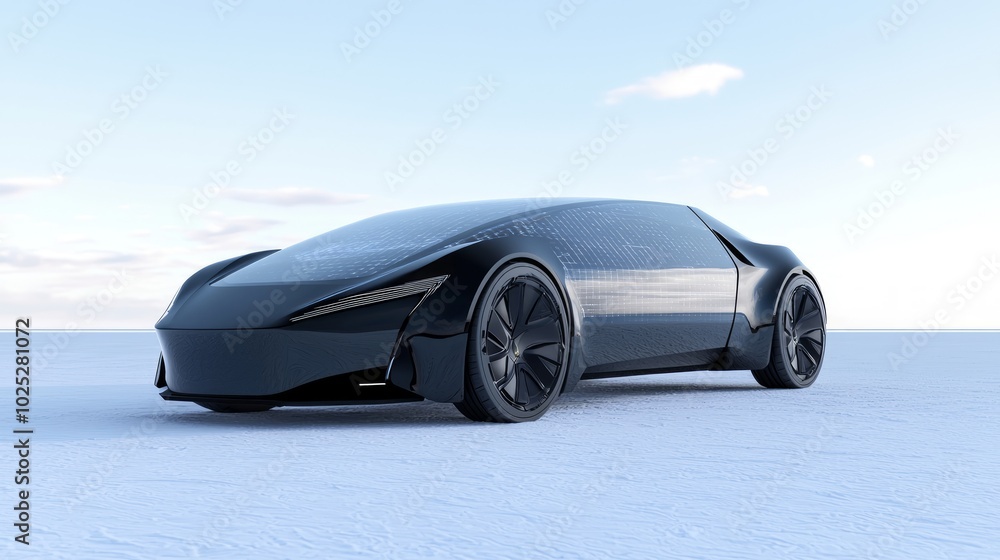 Futuristic EV Concept Car Design with Smart Glass Technology 3D Render Illustration Futuristic EV Concept Car Design with Smart Glass Technology 3D Render Illustration