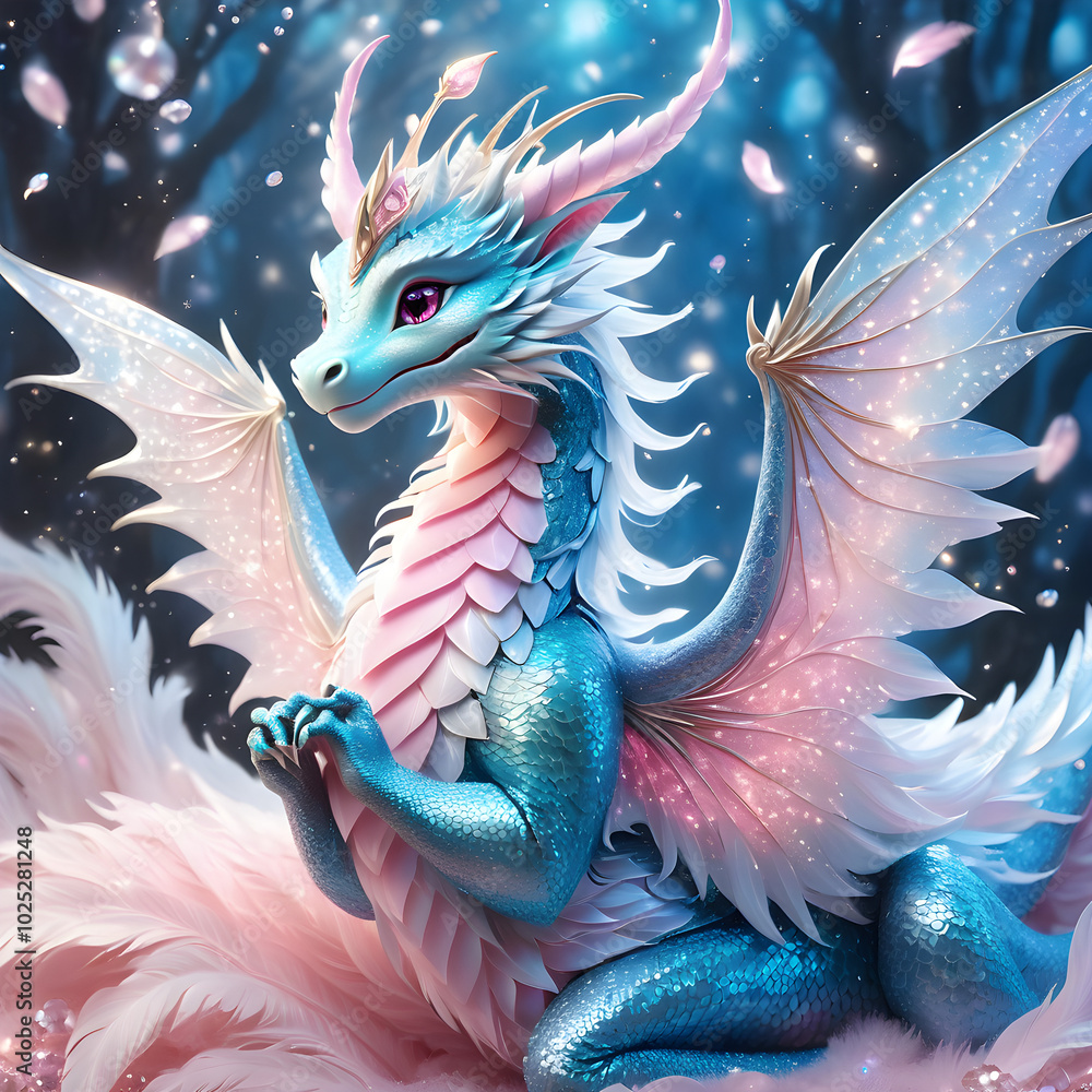 Imagine a glowing pink dragon with a mystical sheen flying through a ...