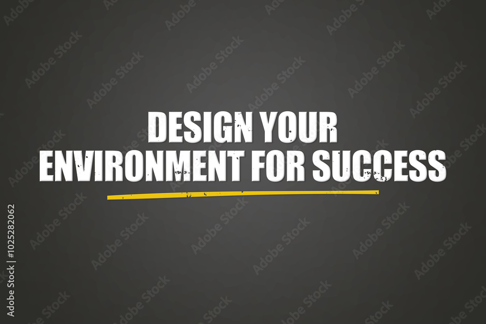 Design your environment for success. A blackboard with white text. Illustration with grunge text style. Design your environment for success. A blackboard with white text. Illustration with grunge text style.