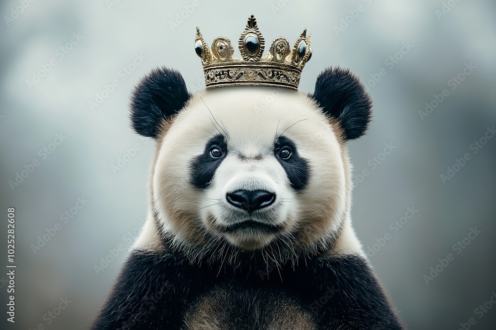 Obraz premium A Panda Wearing a Crown