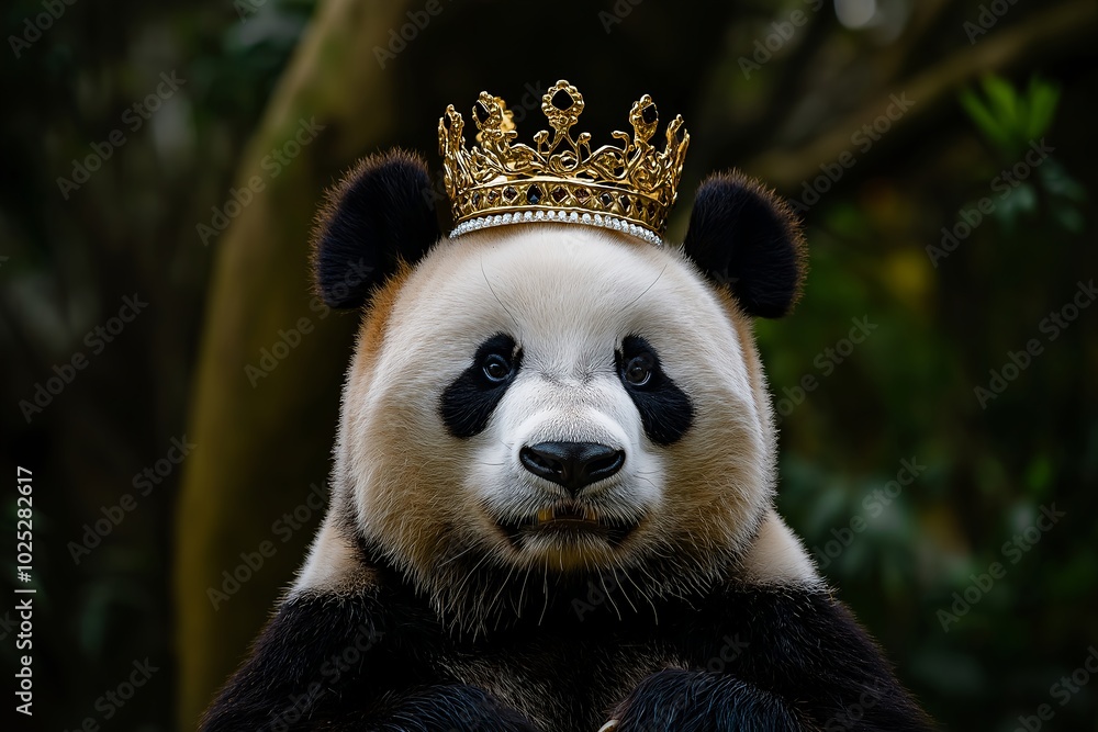 Obraz premium A Panda Wearing a Crown