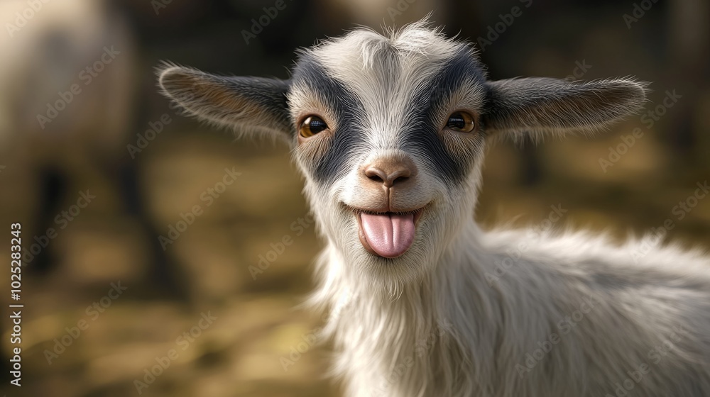 Goat, sticking out tongue, making funny face, generative ai Goat, sticking out tongue, making funny face, generative ai