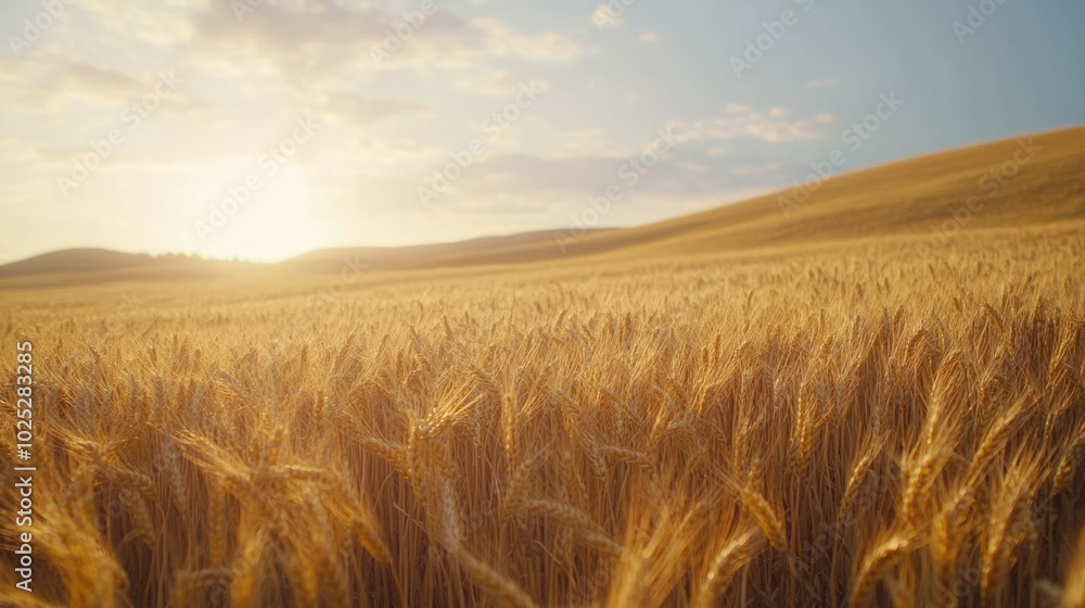 Obraz premium Sunrise Over Field of Golden Wheat
