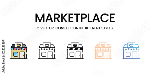 Marketplace vector icons set ready to use stock illustration