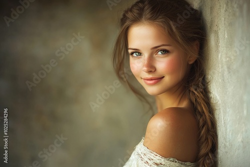 A smiling woman in everyday clothing.