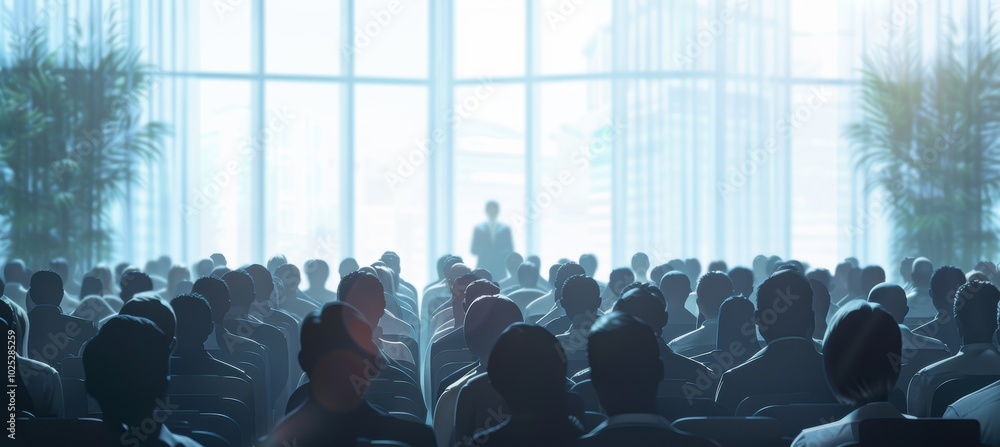 Corporate Event Banner with Professionals in Conference Room Setting