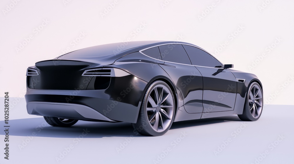Obraz premium Futuristic EV Concept Car Design with Elegant Curves and Luxurious Interior | Detailed 3D Render Illustration