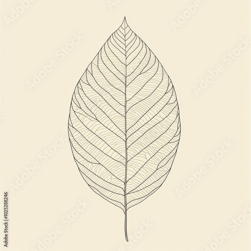 On a white background, a leafy plant with a stem is shown