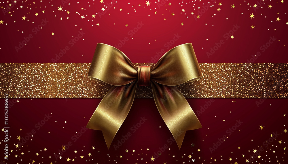 Elegant Deep Red Background with Gold Ribbon Elegant Deep Red Background with Gold Ribbon