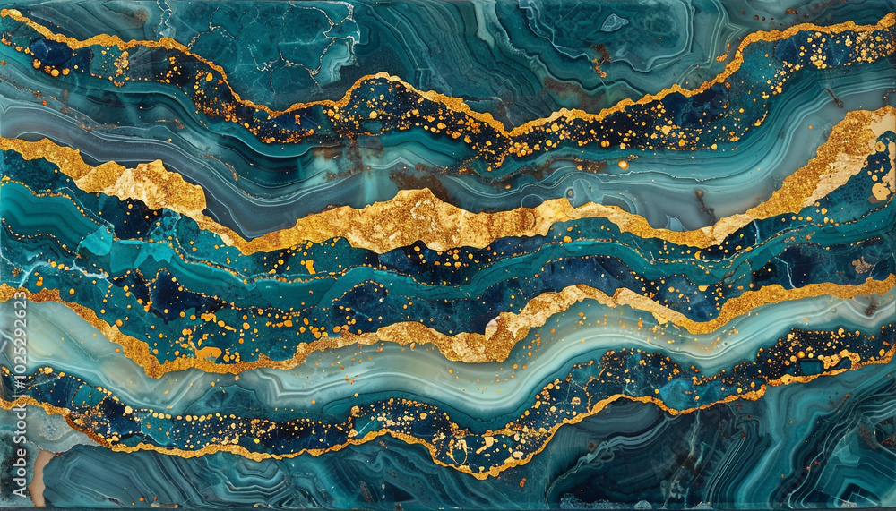 Turquoise and Gold Geode Design with Turquoise Bands Turquoise and Gold Geode Design with Turquoise Bands