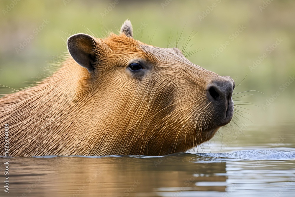 Close-up View of Capybara in the Water Close-up View of Capybara in the Water