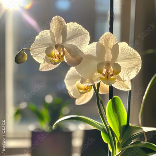 Its petals are soft and graceful, like a delicate orchid flower in full bloom photo