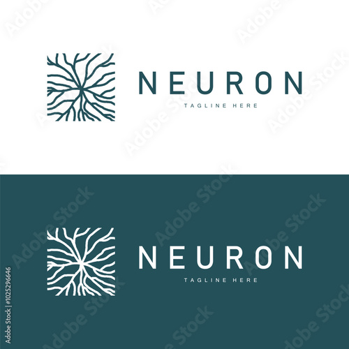 Neuron Logo Design Health Illustration DNA Molecule Nerve Cell Abstract Simple Illustration