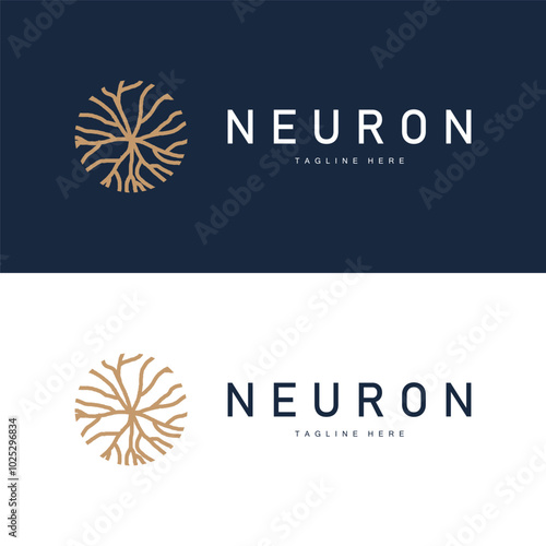 Neuron Logo Design Health Illustration DNA Molecule Nerve Cell Abstract Simple Illustration