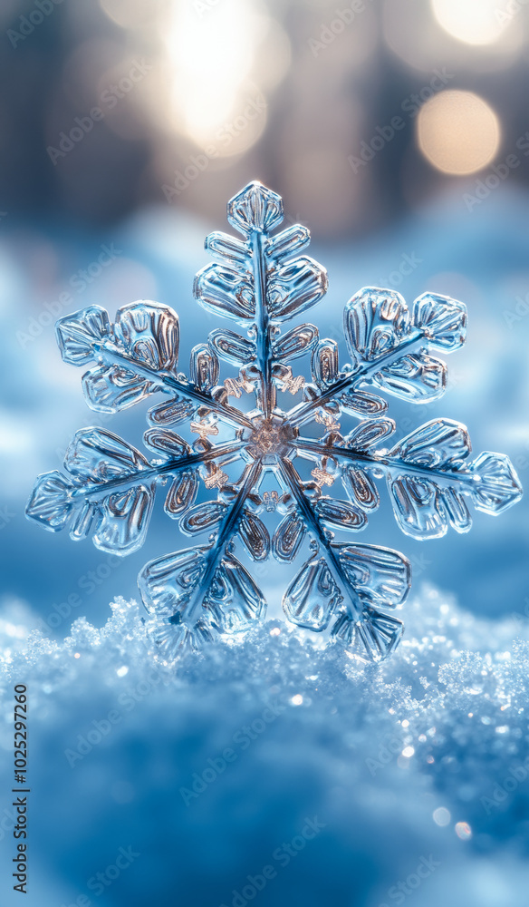 A snowflake is sitting on top of the snow. The snowflake is very small and is surrounded by a lot of snow. The image has a peaceful and serene mood A snowflake is sitting on top of the snow. The snowflake is very small and is surrounded by a lot of snow. The image has a peaceful and serene mood