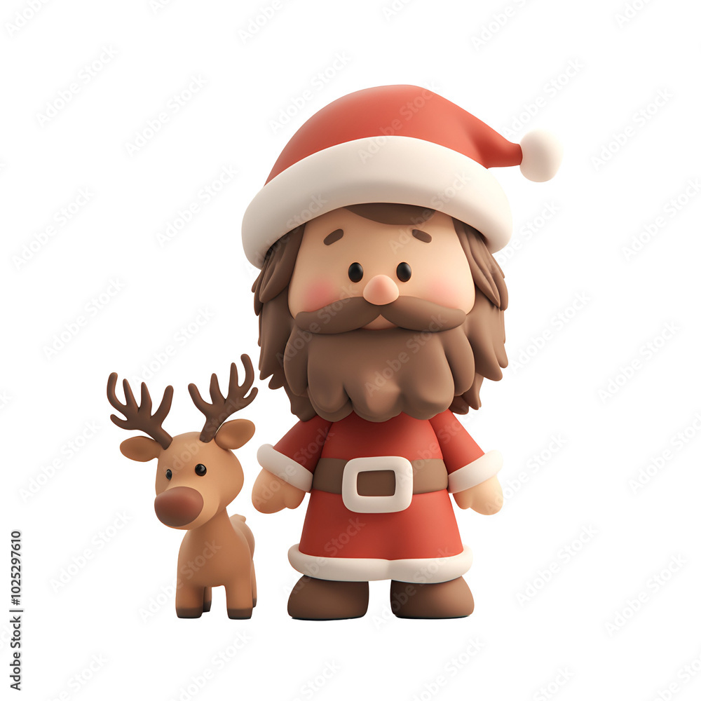 3D Render Cartoon: Cute Jesus with Santa Hat and Reindeer, Christmas Character for Kids, Isolated on Transparent Background, PNG 3D Render Cartoon: Cute Jesus with Santa Hat and Reindeer, Christmas Character for Kids, Isolated on Transparent Background, PNG