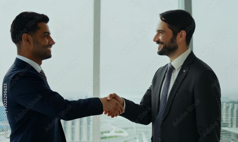Syrian Man Handshaking in Modern Meeting Room Syrian Man Handshaking in Modern Meeting Room