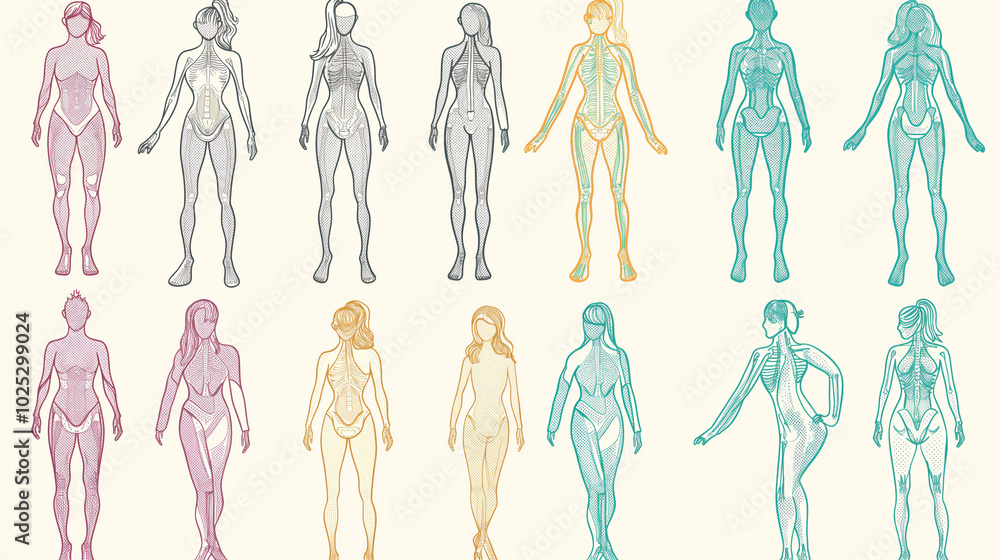 様々な女性の全身イラスト素材 様々な女性の全身イラスト素材
