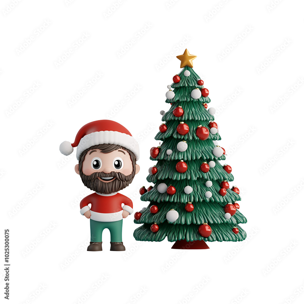 Boy Happy with a Christmas Tree: 3D Render Illustration of Christmas Character Cartoon, Isolated on Transparent Background, PNG Boy Happy with a Christmas Tree: 3D Render Illustration of Christmas Character Cartoon, Isolated on Transparent Background, PNG