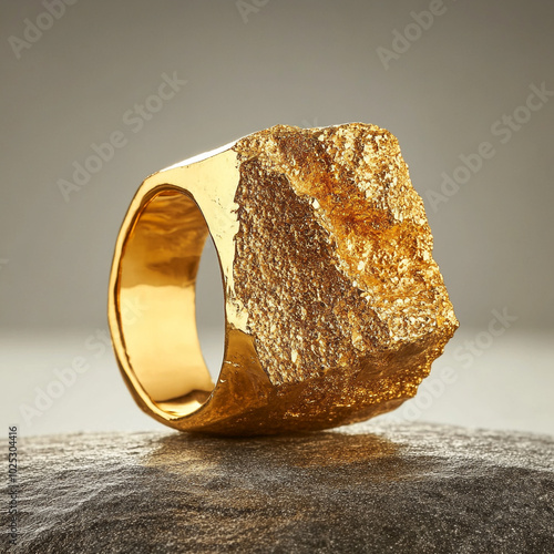 a piece of gold jewelry mans signet looking photo