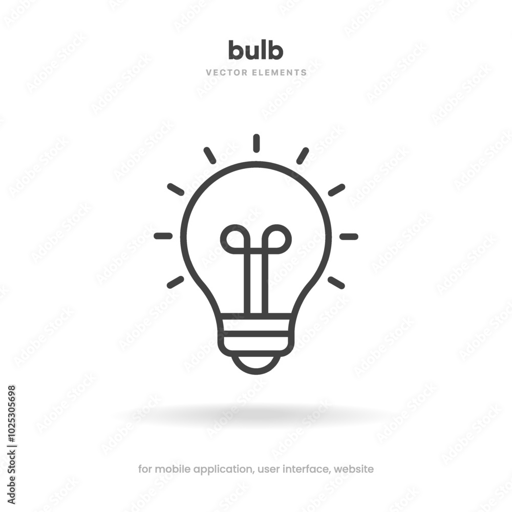 Light lamp bulb icon. Idea sign solution thinking concept symbol. Lighting Electric sign. Electricity, shine icon. Trendy Flat style for graphic design for UI UX website mobile app Light lamp bulb icon. Idea sign solution thinking concept symbol. Lighting Electric sign. Electricity, shine icon. Trendy Flat style for graphic design for UI UX website mobile app