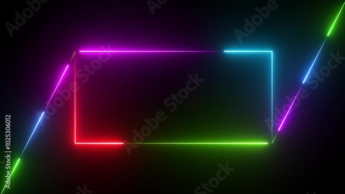 Wallpaper Mural Glowing neon rectangle abstract technology background. Seamless looping animation. Torontodigital.ca