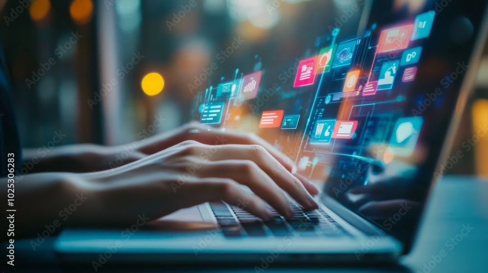 content marketing with one person using a laptop computer generative ai content marketing with one person using a laptop computer generative ai
