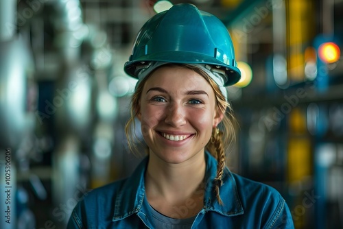 Radiant Resilience: Interview with a Smiling Female Nuclear Engineer at a Power Plant