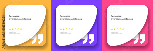 3D bubble testimonial banner, quote, infographic. Social media post template designs for quotes. Empty speech bubbles, quote bubbles and text box. Vector Illustration EPS10.