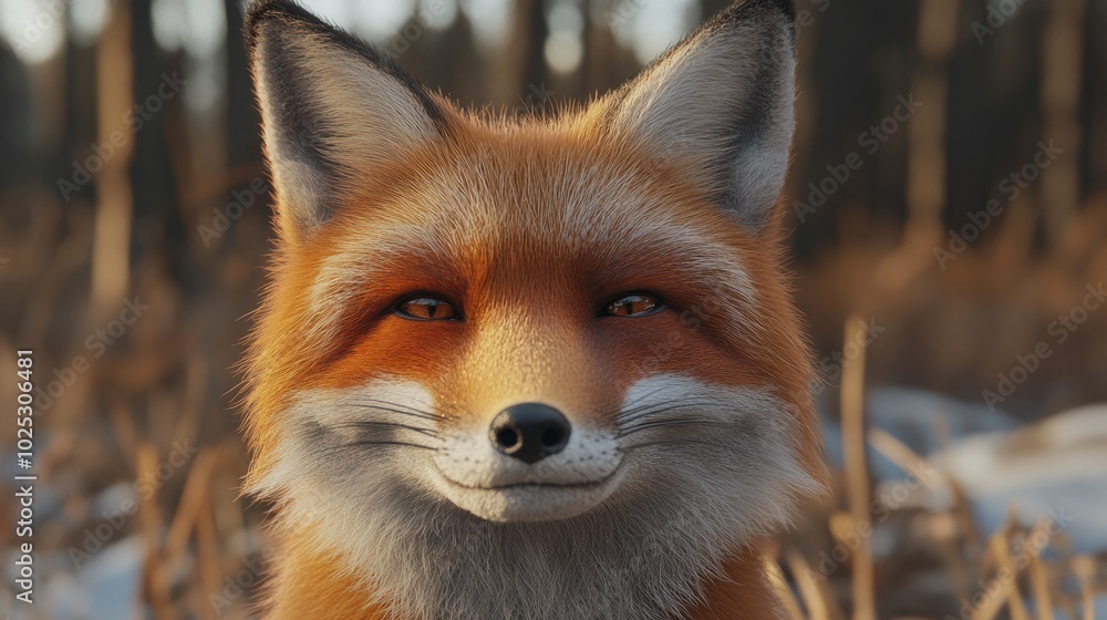 Obraz premium Fox, smirking at camera, funny expression, generative ai