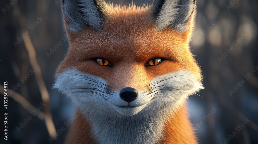 Fototapeta premium Fox, smirking at camera, funny expression, generative ai