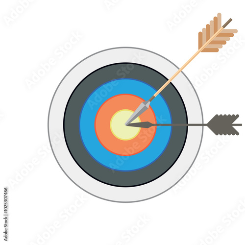 dart target icon target icon.arrow hitting in the target center of dartboard. Modern flat style isolated on white background. Goal achieve or Business success concept. web site design, logo, app, UI