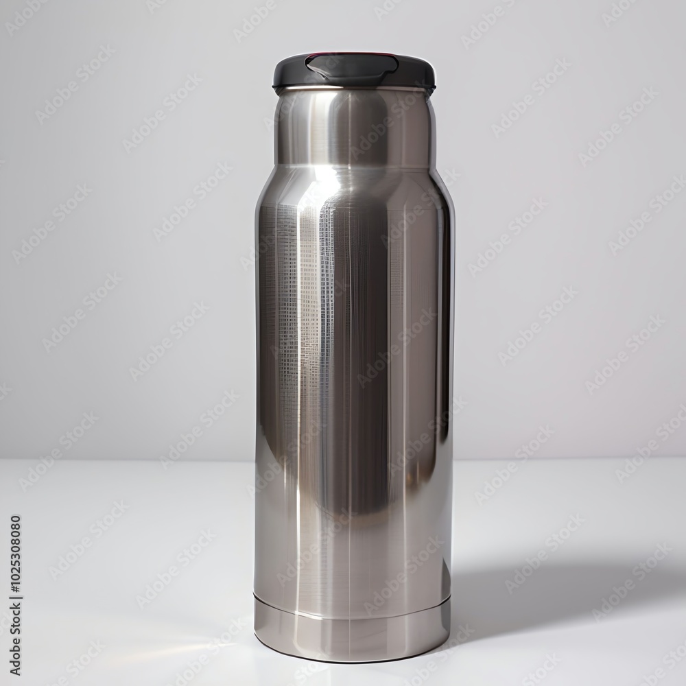 stainless steel thermos on white background stainless steel thermos on white background