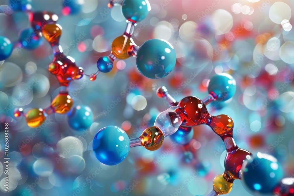 3d illustration of transparent colorful molecules floating and connecting with each other in a scientific research background 3d illustration of transparent colorful molecules floating and connecting with each other in a scientific research background