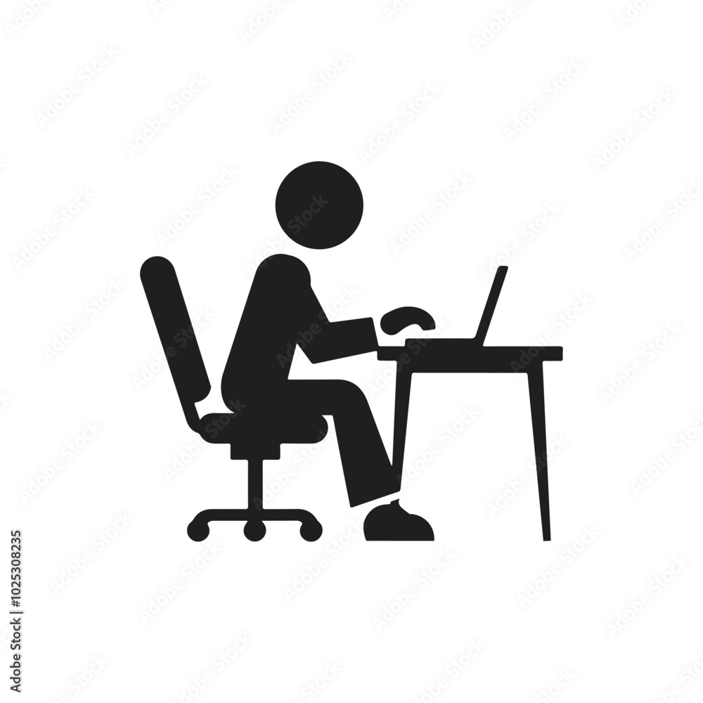 A Person Working At Office Black Silhouette Icon A Person Working At Office Black Silhouette Icon