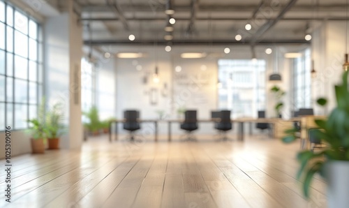 Wallpaper Mural Blurred background of modern office interior, empty open space for design Torontodigital.ca