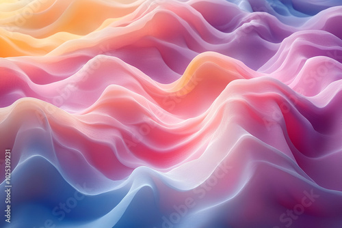 A colorful wave of pink, blue, and yellow